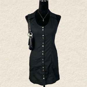 Guess Y2K Black Halter Button Up Dress